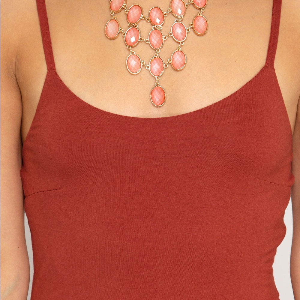 Burnt Orange Romper Jumpsuit - Picture 2 of 6